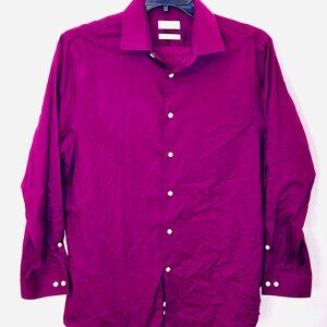 Michael Kors Men's Reg Fit Airsoft Stretch Non-Iron Wine Color/ Large 16.5-32/33